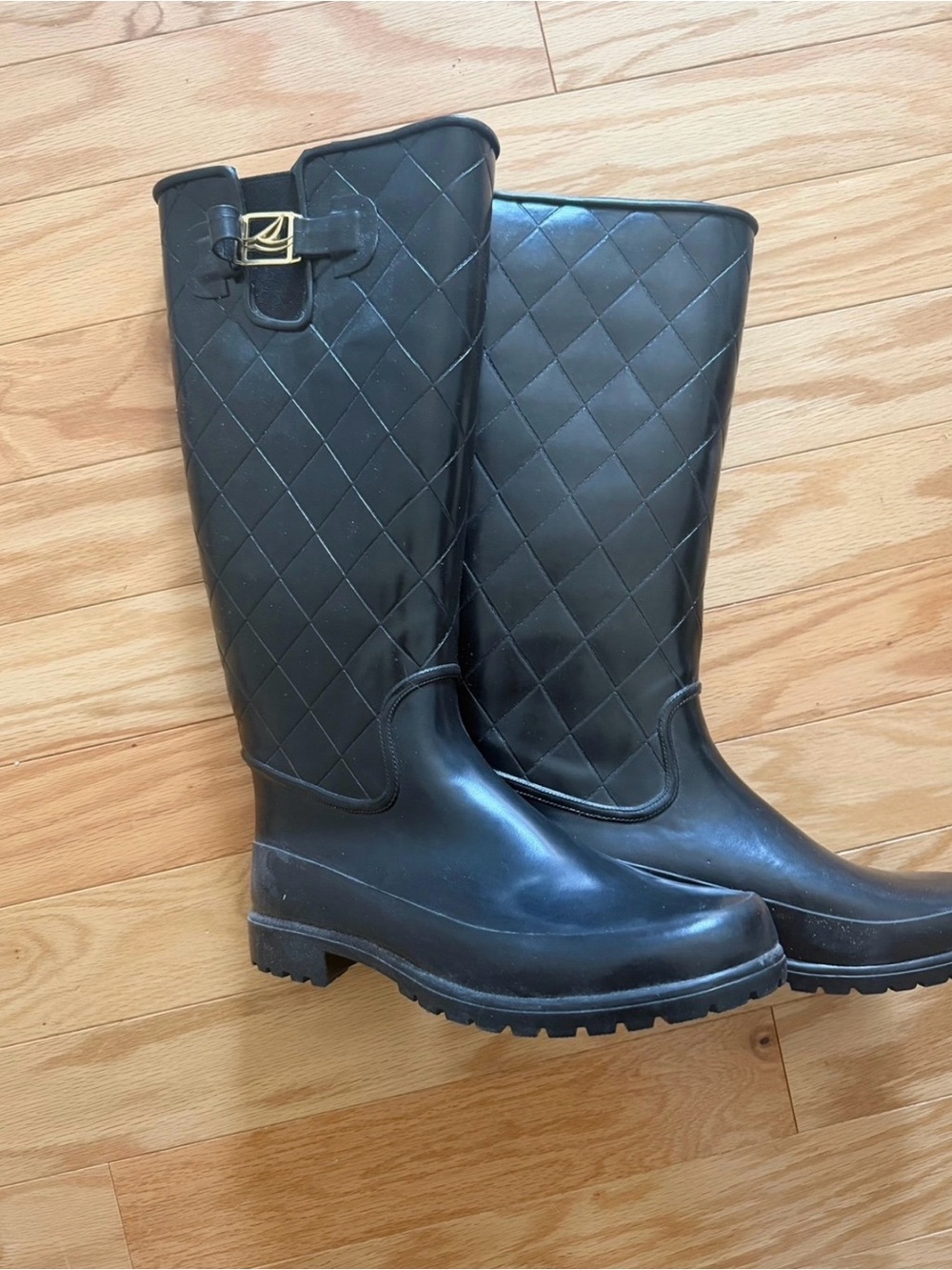 Women's Sperry Quilted Tall Rain Boots - Black